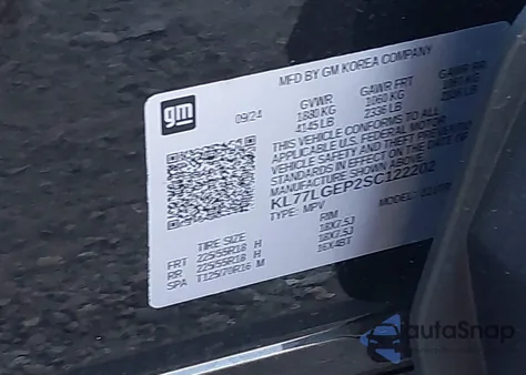 2025 Chevrolet Trax Fwd 1Rs from USA, damaged, VIN KL77LGEP2SC122202